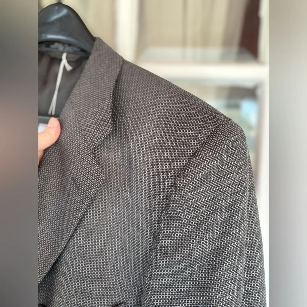 Hardy Amies Lana Seta Men's 44R Gray Glen Check Silk Wool Blend Sport Jacket